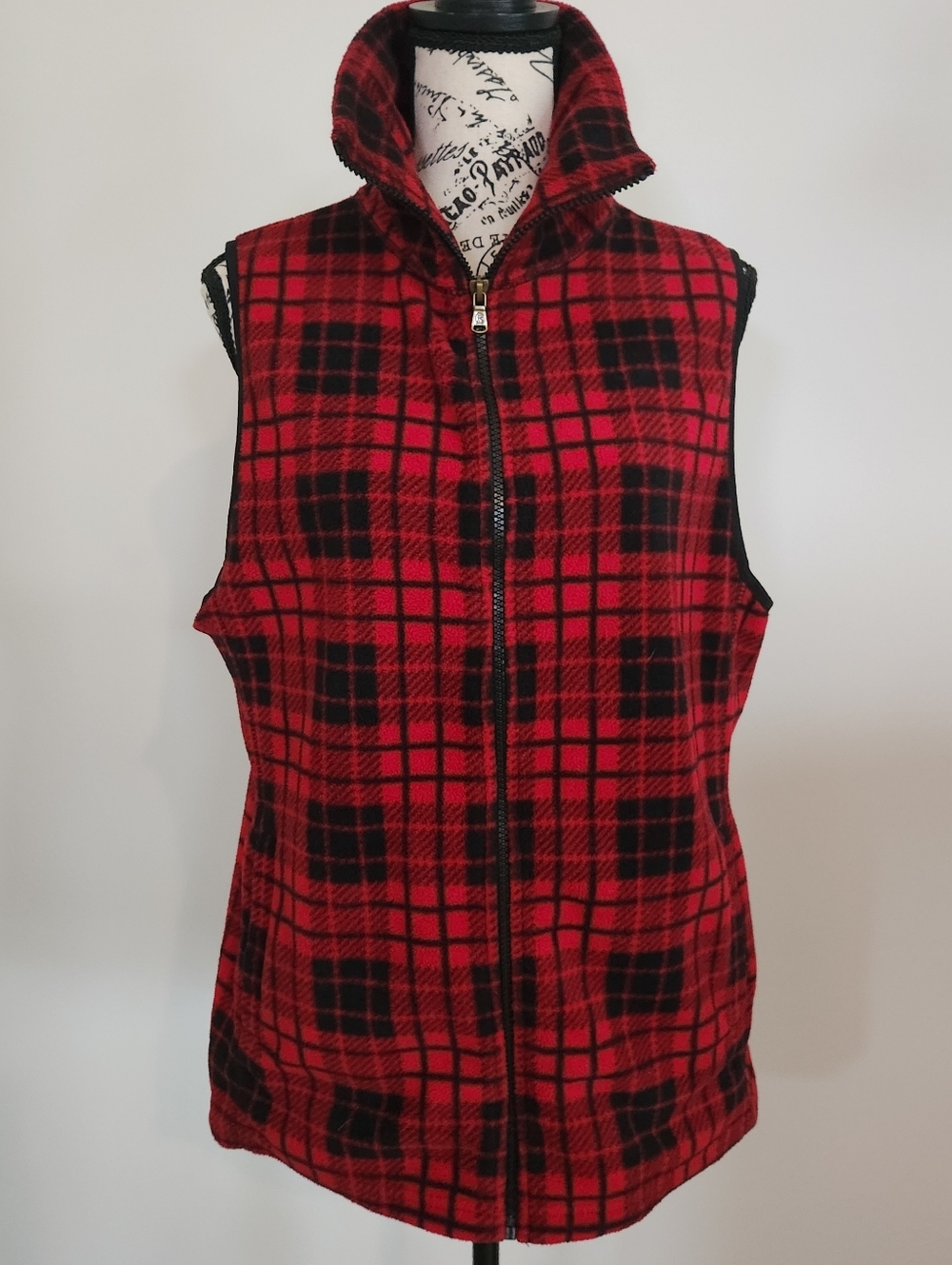 Chaps Red&Black Plaid Vest